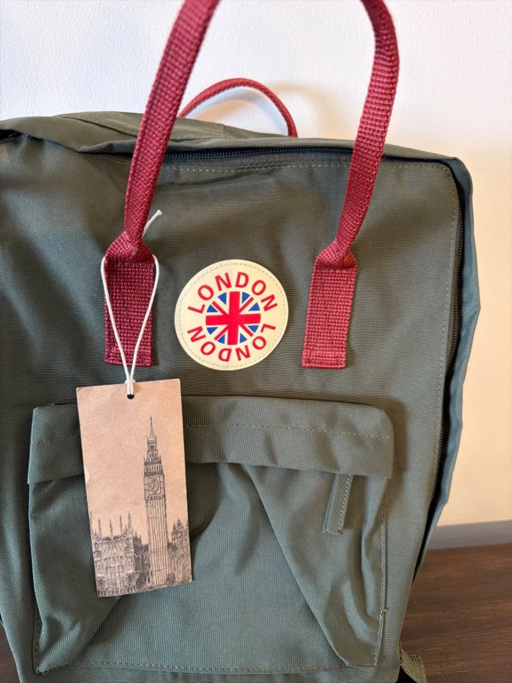 London Backpack Tote Olive W Rust Handles and Straps New with Tags